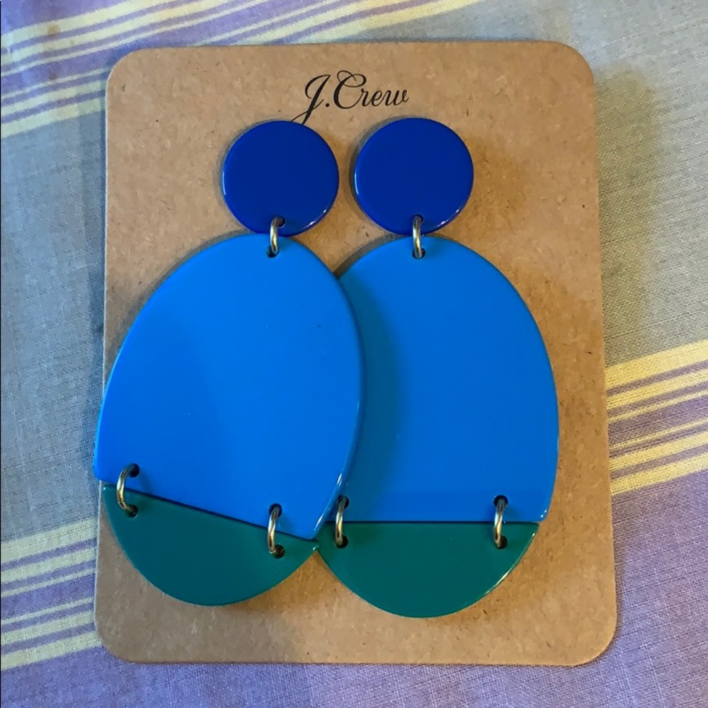 J. Crew Blue Green Acetate Earrings NWT